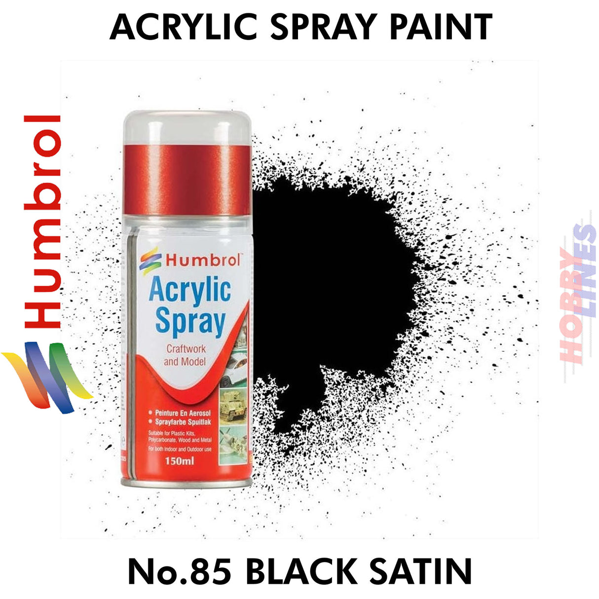 No 85 Black Satin 150ML Humbrol Sprays