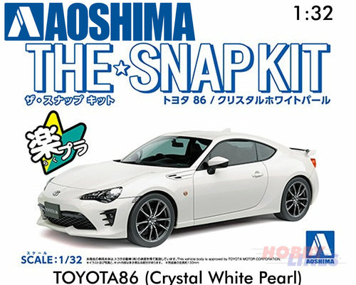 Toyota86 (Crystal White Pearl) Snap Together 86 1:32 scale kit Aoshima 05418