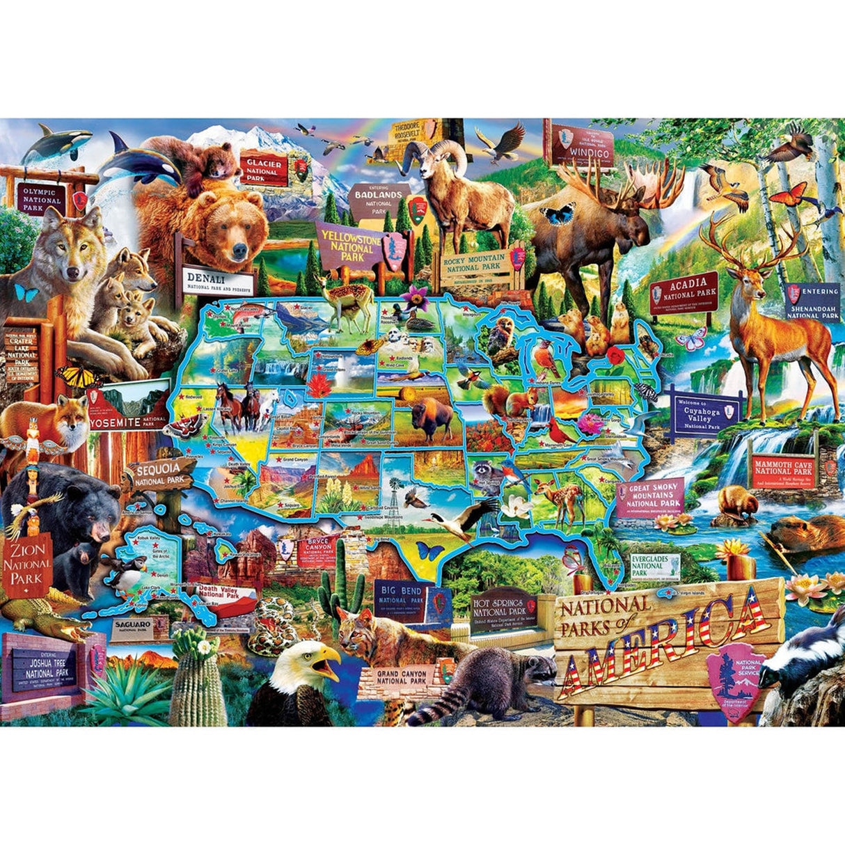 National Parks USA MAP 1000pc Masterpieces Jigsaw Puzzle