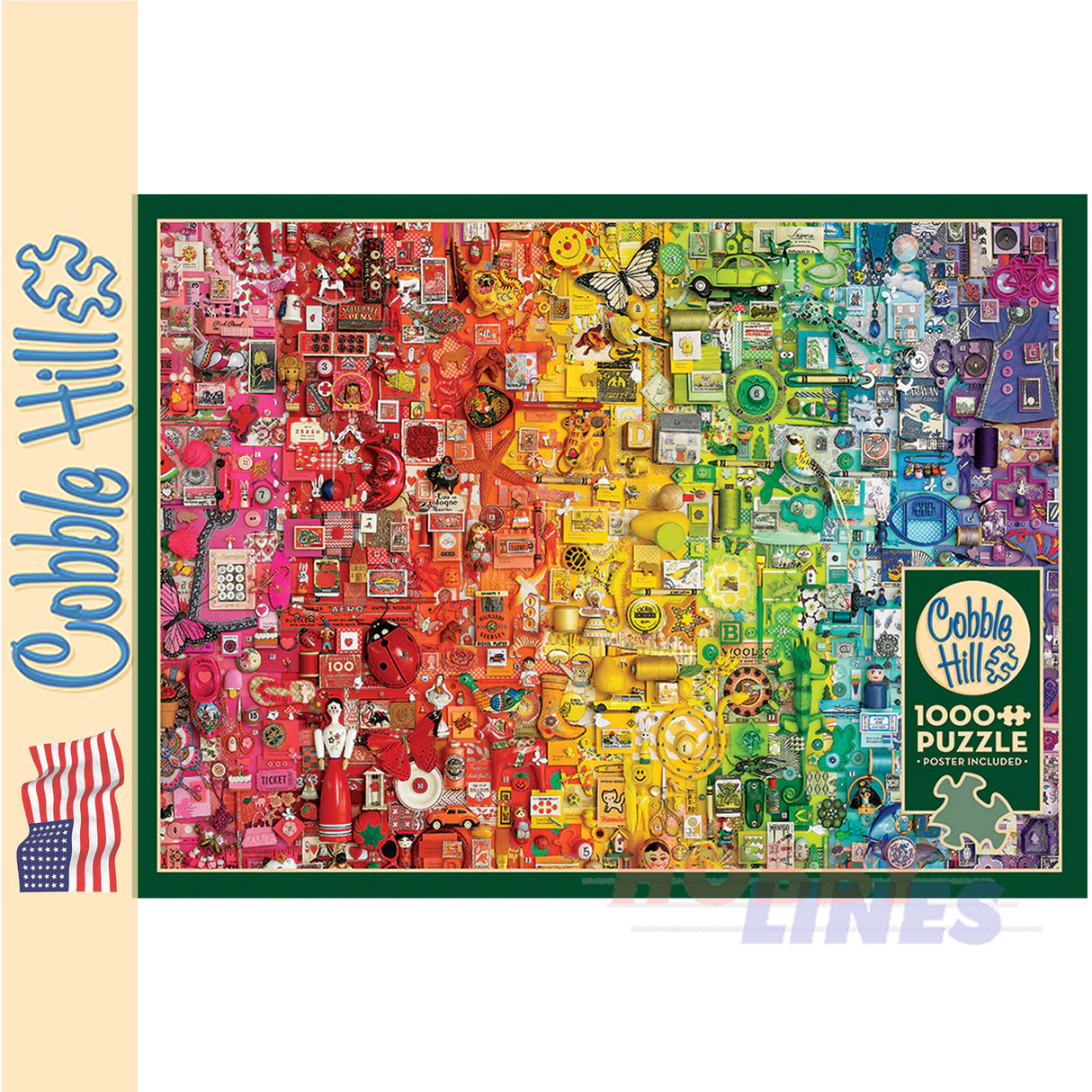 Colourful Rainbow COBBLE HILL 1000pc Shelly Davies jigsaw puzzle 40062
