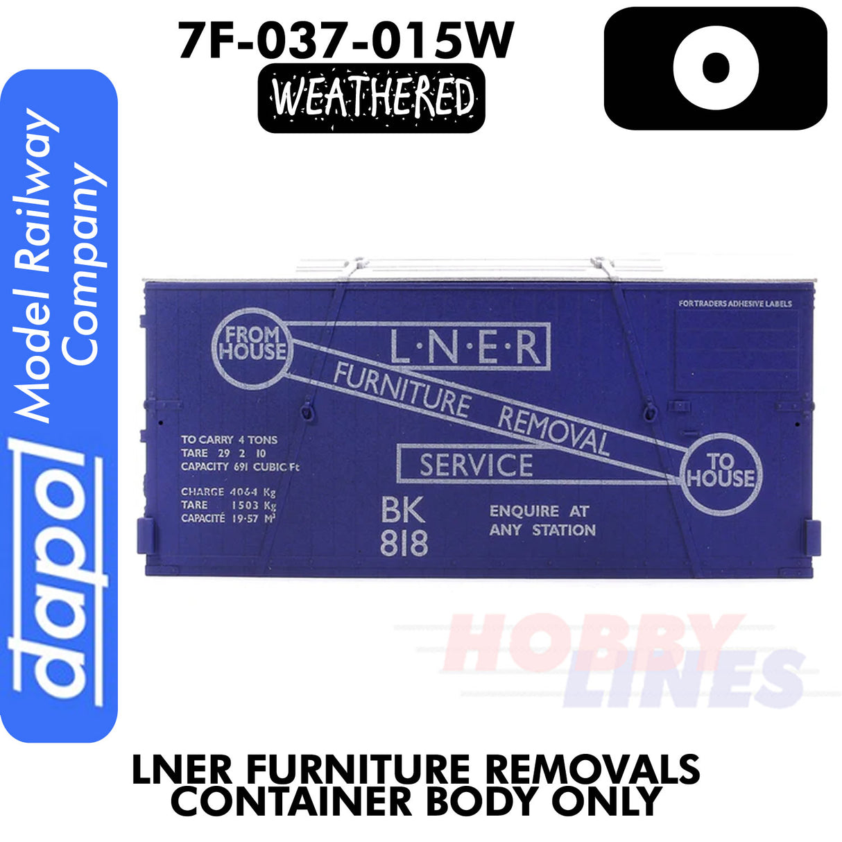 LNER Furniture Removal Container - Body only - Weathered | Dapol | 7F-030-015W