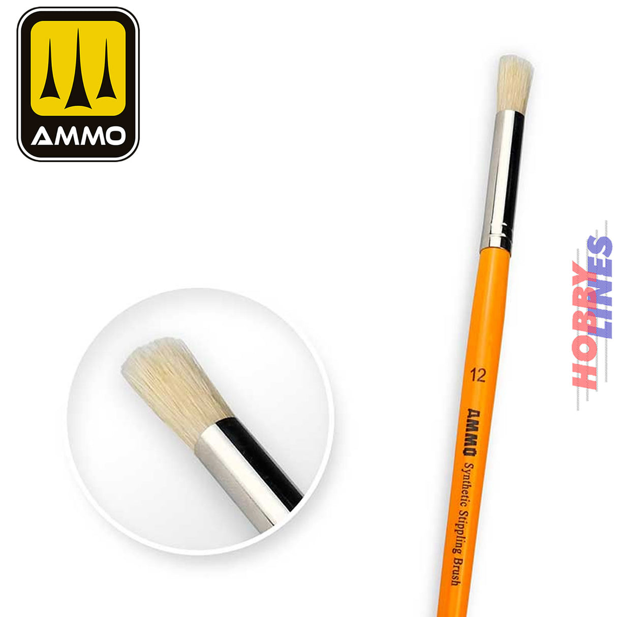 12 Synthetic Stippling Brush - quality synthetic fibre | Ammo Mig Jimenez | MIG8587