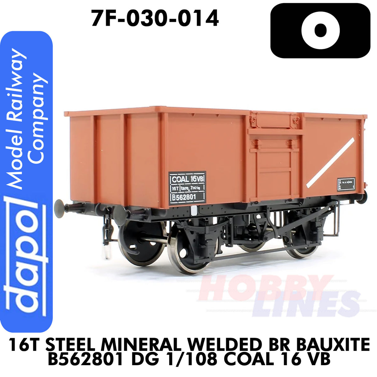 16T Steel Mineral Wagon Welded BR Bauxite B562801 Dg 1/108 Coal | Dapol | 7F-030-014