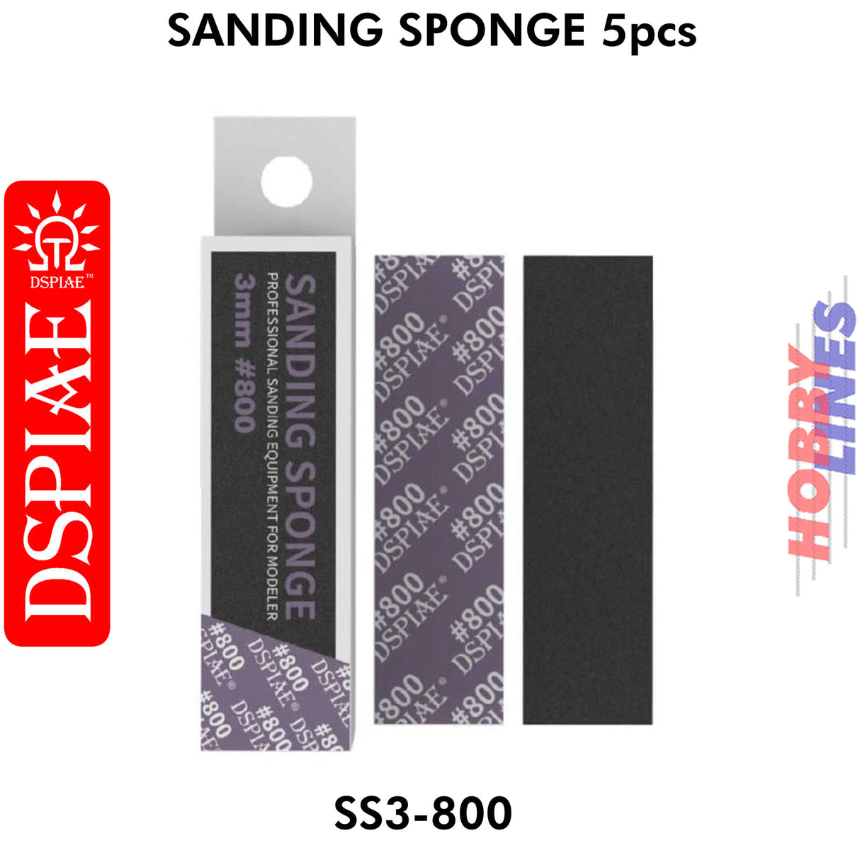 SS3-800 3mm #800 Sanding Sponge - 5pcs - 800 grit | DSPIAE | DS029