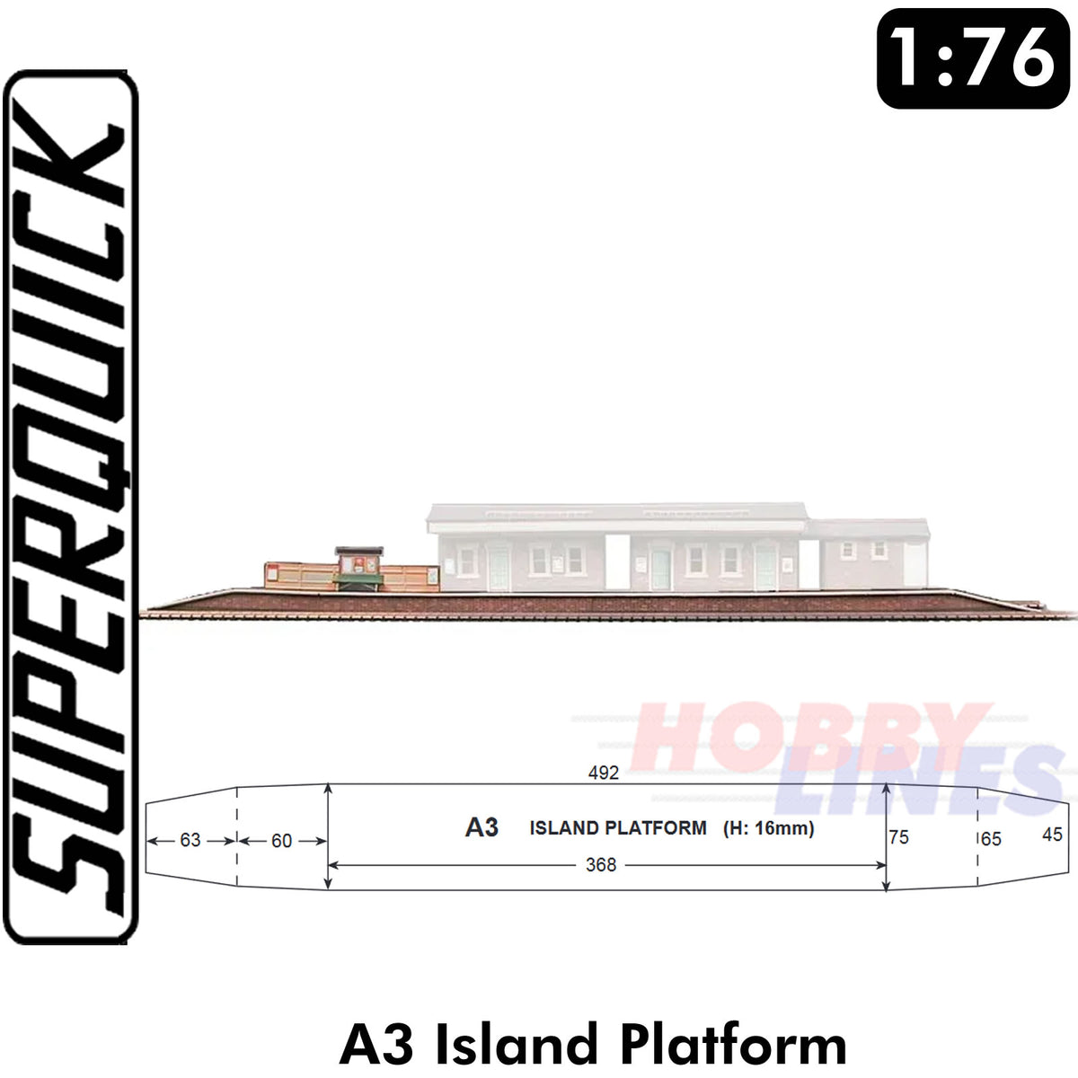 ISLAND PLATFORM A3 1:72 OO HO Gauge Railways Building Series A A03 SuperQuick