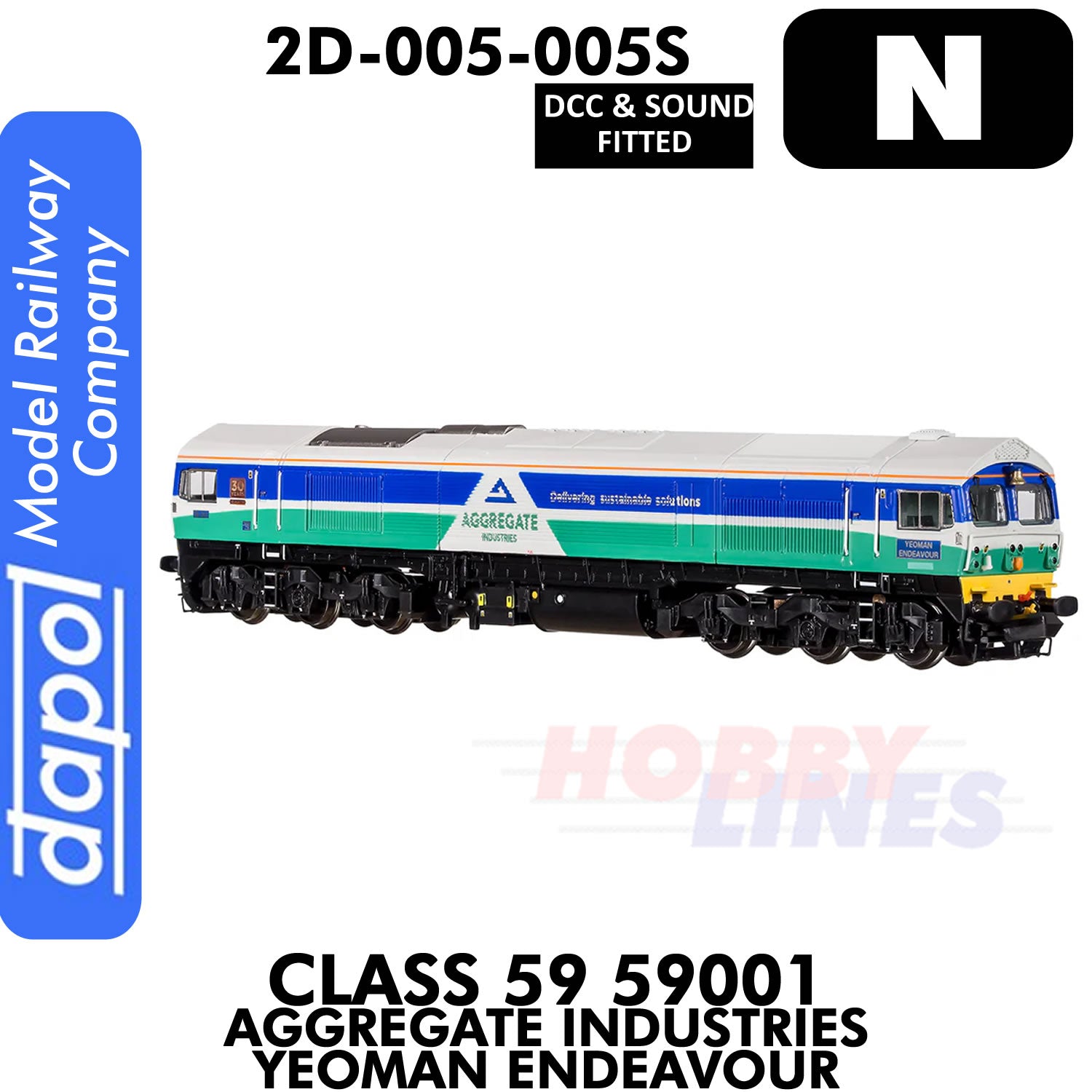 Class 59 59001 Aggregate Industries Yeoman Endeavour - DCC & Sound | Dapol | 2D-005-005S