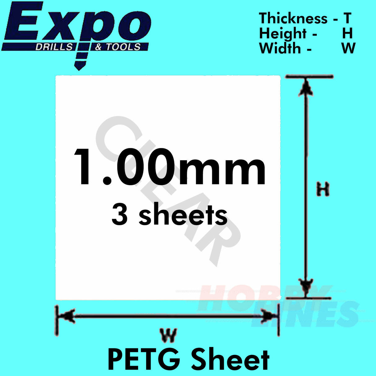 SUPER CLEAR PETG SHEET 1.0 / 1.5 / 2.0mm 9 x 13" pk 3 A4 plastic Expo Tools