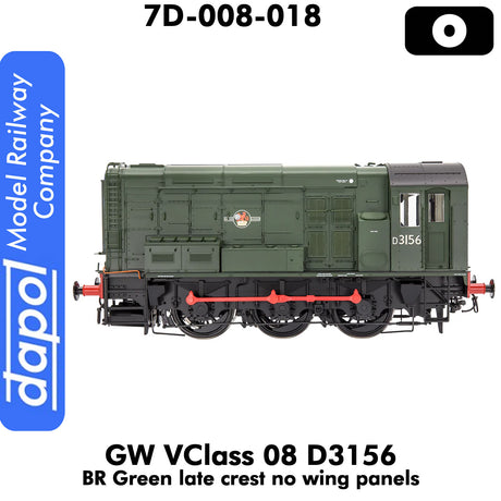 Class 08 D3156 British Rail - Green Late Crest |  Dapol | 7D-008-018