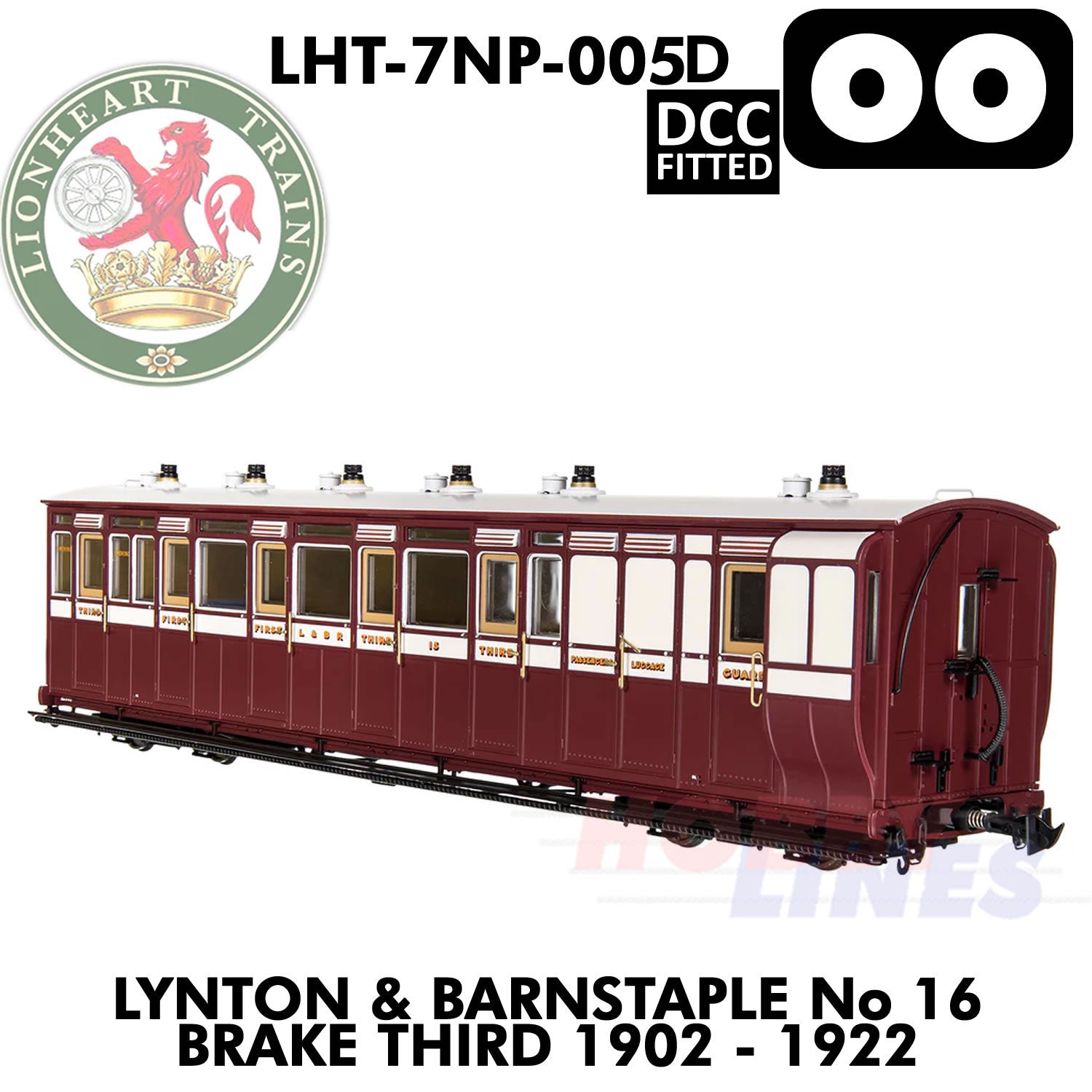 Lynton & Barnstaple  No.16  Brake Third 1902-1922 - DCC - 1:43.5 OO | Lionheart Trains | LHT-7NP-005D