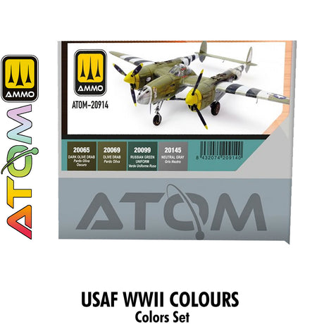ATOM USAAF WWII Colours Set - 4 20ml Acrylic Paint | Ammo by Mig Jimenez