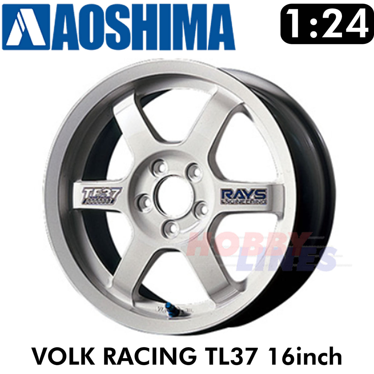 VOLK RACING TE37 16inch 1:24 WHEELS & TYRES Set of 4 AOSHIMA Tuned Parts 05250