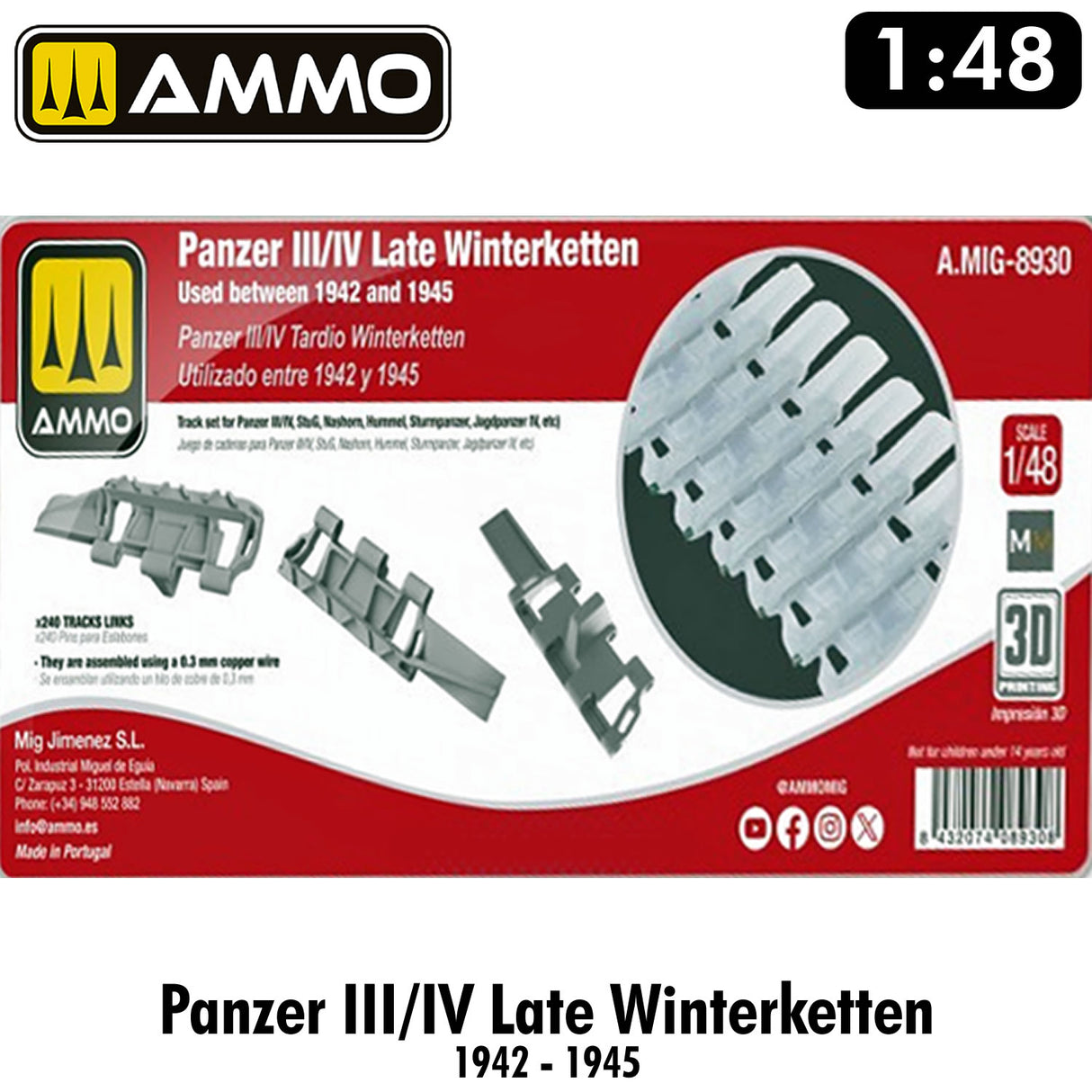 PANZER III/IV LATE WINTERKETTEN track 3D printed HiQ resin detail | Ammo by Mig Jimenez