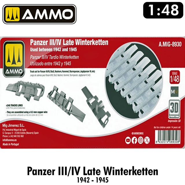 PANZER III/IV LATE WINTERKETTEN track 3D printed HiQ resin detail | Ammo by Mig Jimenez