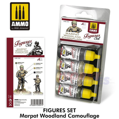 Marpat Woodland Camouflage - Figures set - 4 x 17ml Jars |  Ammo by Mig Jimenez | MIG7047