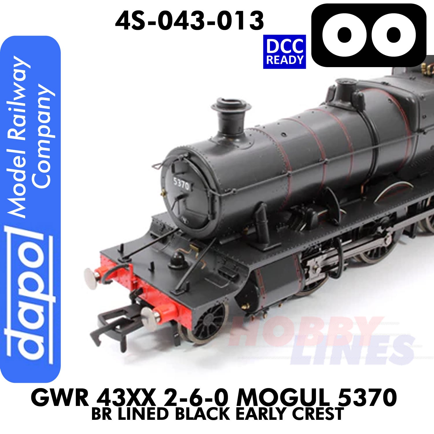 Great Western Railway - 43xx 2-6-0 Mogul 5370 BR Lined Black Early Crest - DCC Ready -  1:76 OO | Dapol | 4S-043-013