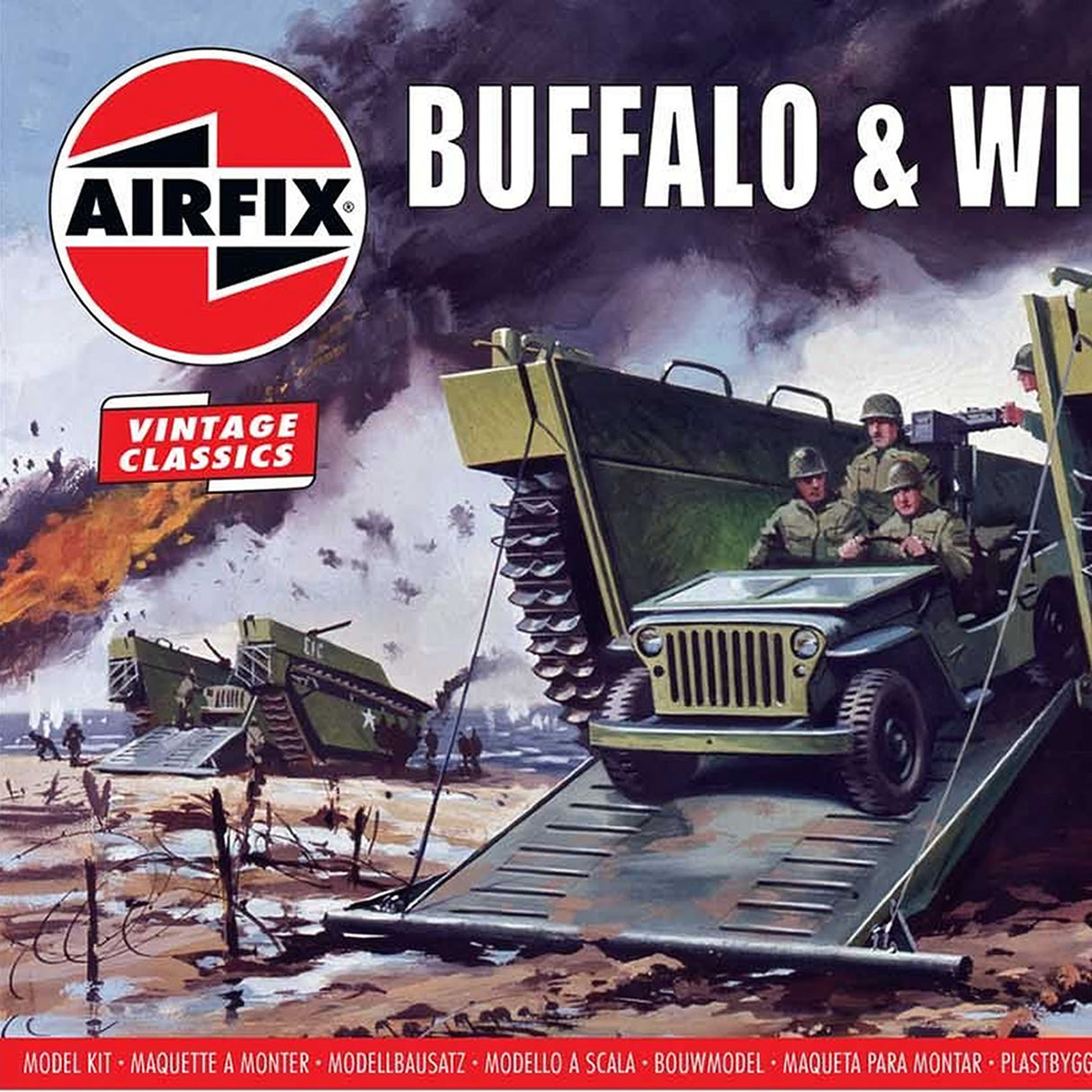 BUFFALO WILLYS MB JEEP US amphibious Landing Vehicle Tracked WWII 1:72 model kit AIRFIX A03302V