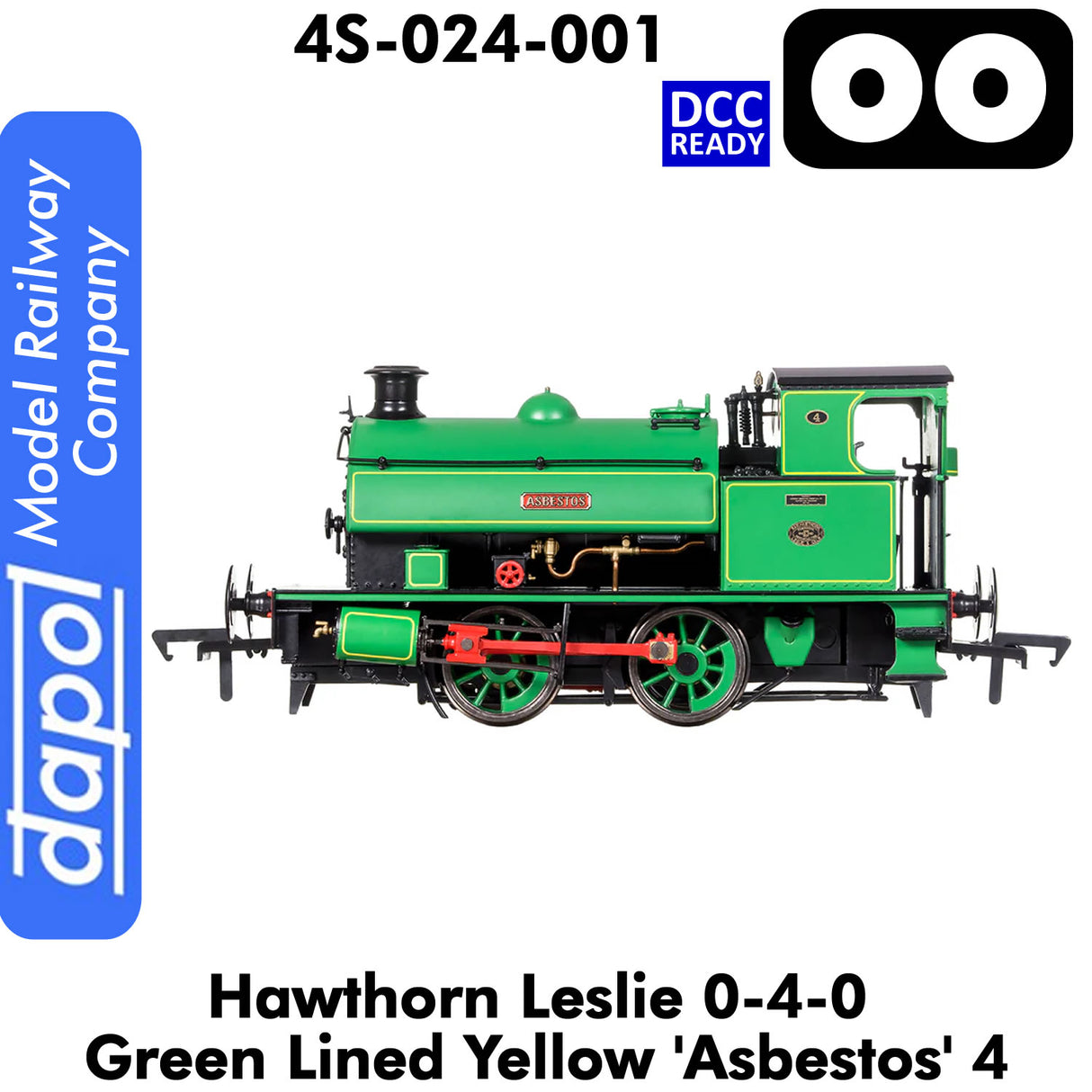 Hawthorn Leslie 040 Green Lined Yellow `Asbestos' 4 | Dapol | 4S-024-001