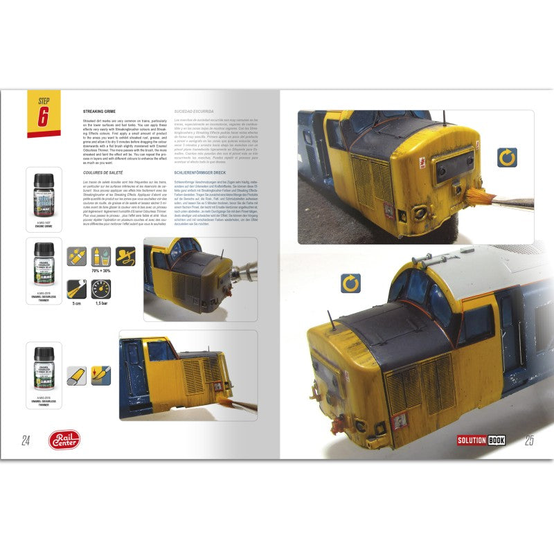 Rail Center - Solution Book 03 - How to Weather British Trains (Eng, Cast, Français, Deutsch) | Ammo by Mig Jimenez | MIGR1302