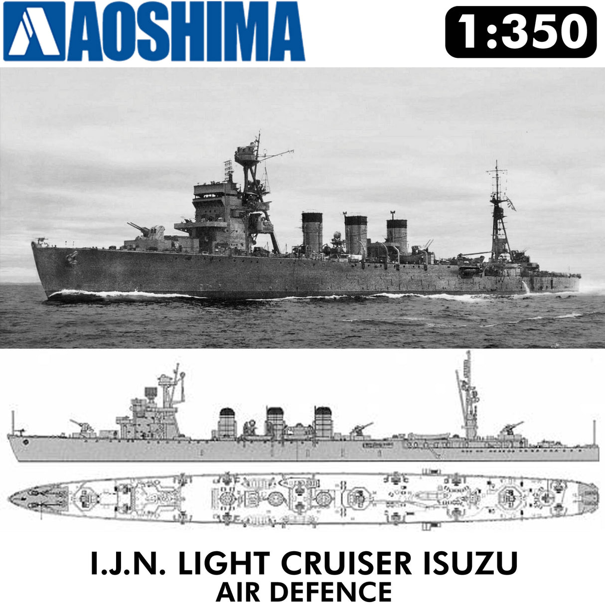 IJN CRUISER ISUZU Air Defence IronClad Series 1:350 kit AOSHIMA 00287