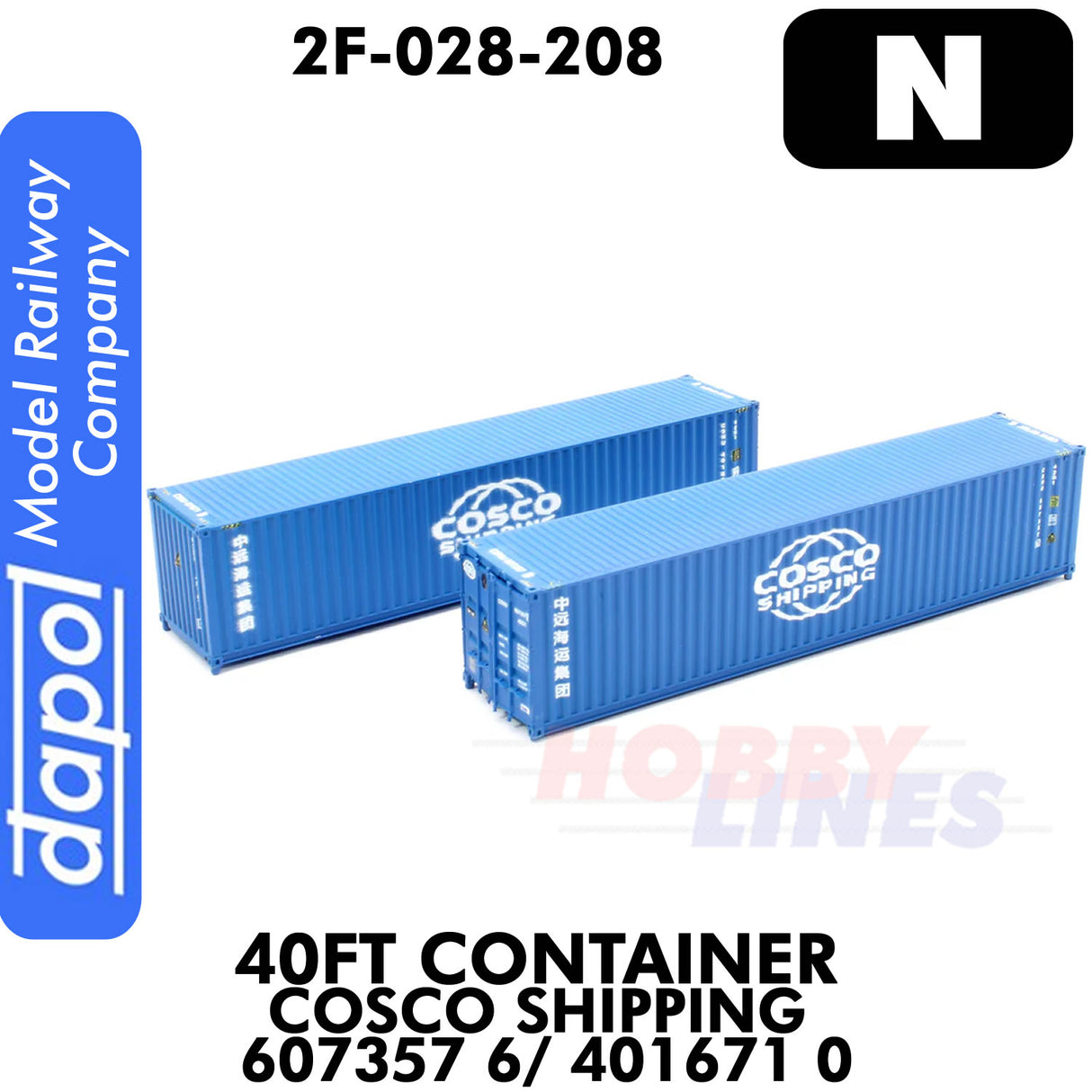 40ft Shipping Container Cosco - Twin Pack | Dapol | 2F-028-208