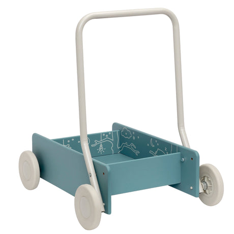 BABY WALKER BLUE Adjustable handle & Wheel brake wooden MICKI 10-2216-00