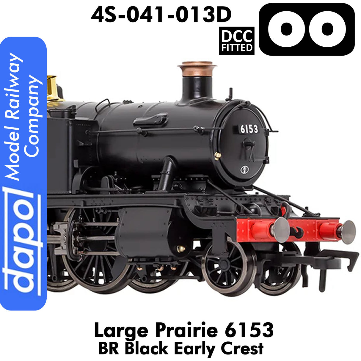 LARGE PRAIRIE 6153 BR Black Early Cresst DCC Fitted Steam Locomotive| Dapol | 4S-041-013D