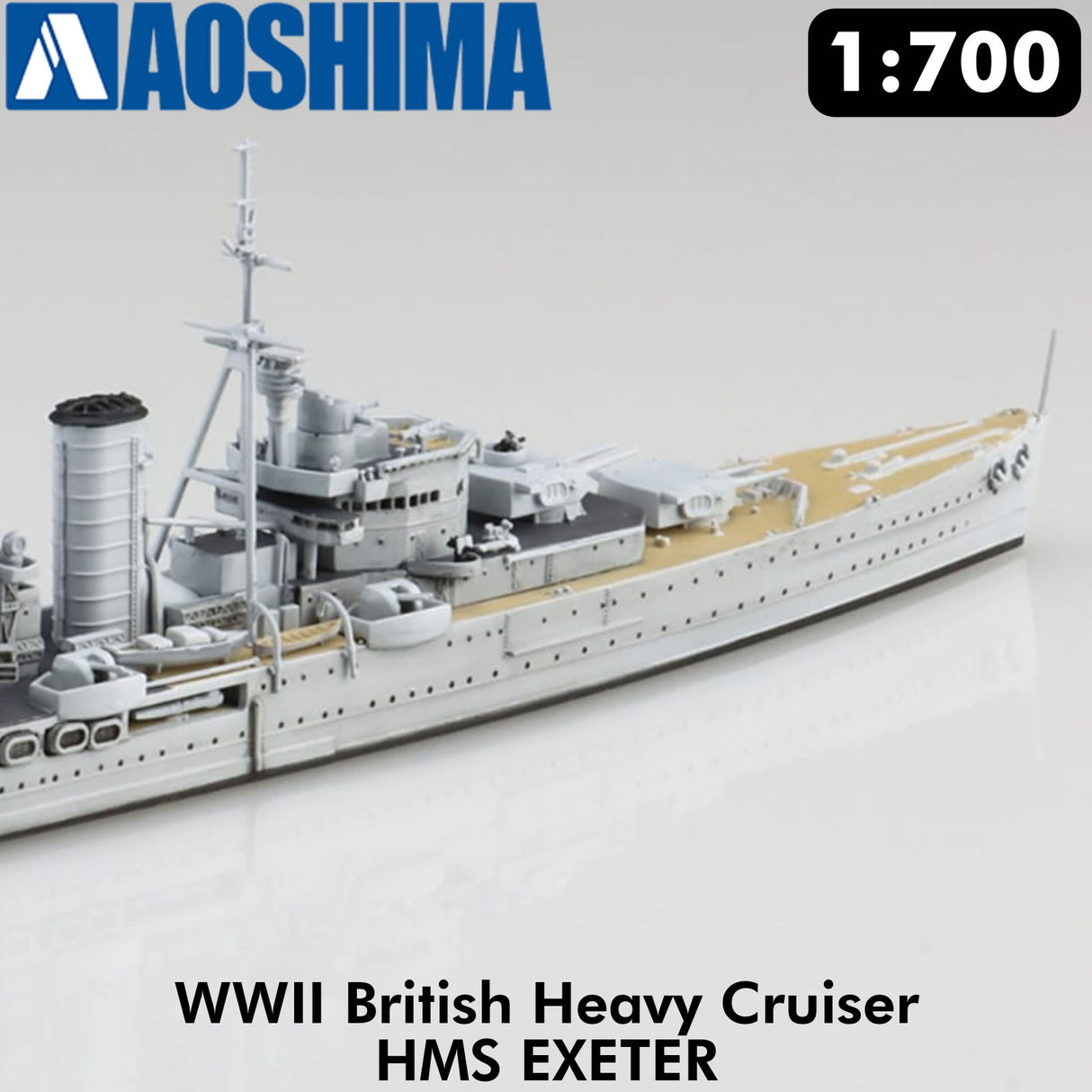 HMS EXETER WWII Heavy Cruiser Waterline 1:700 scale kit AOSHIMA 06754