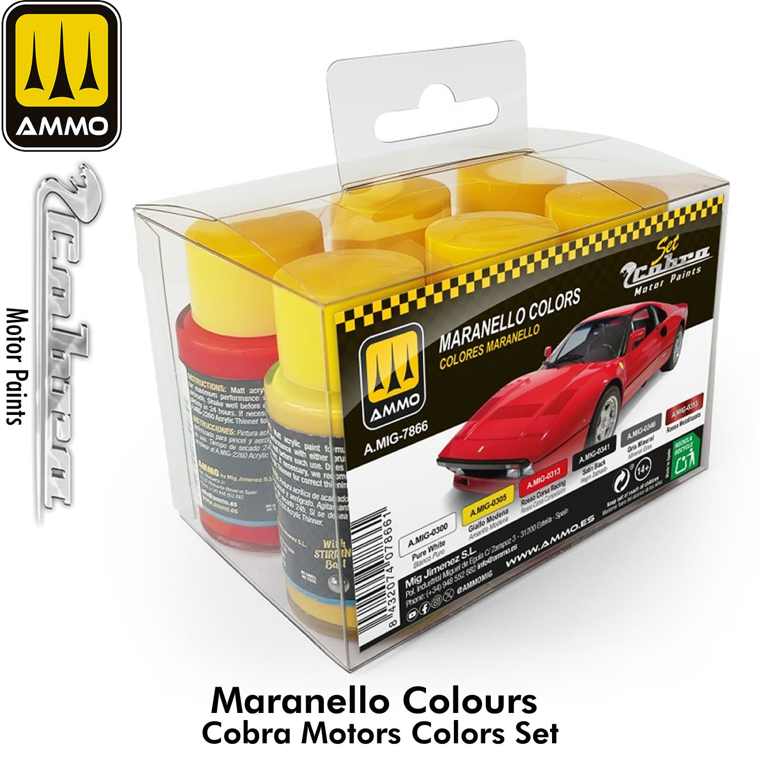 Cobra Motor Ferrari Maranello Colours 6x30ml Paint Brush Airbrush | Ammo by Mig Jimenez