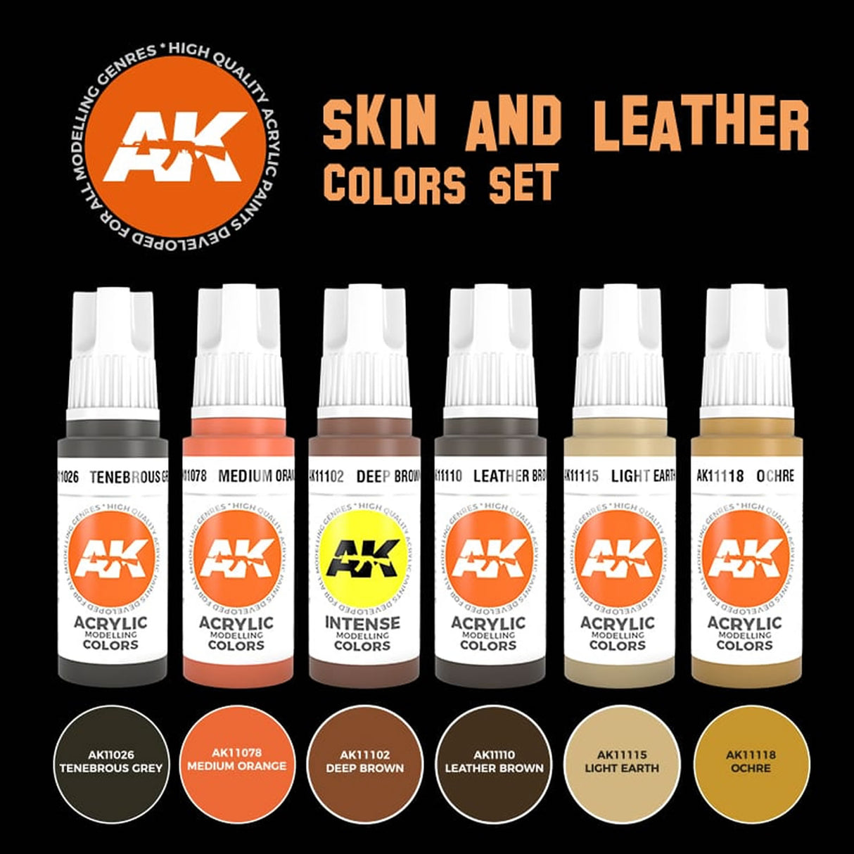 Skin and Leather - 3G Acrylic Paint x 6 | AK interactive | AK11613