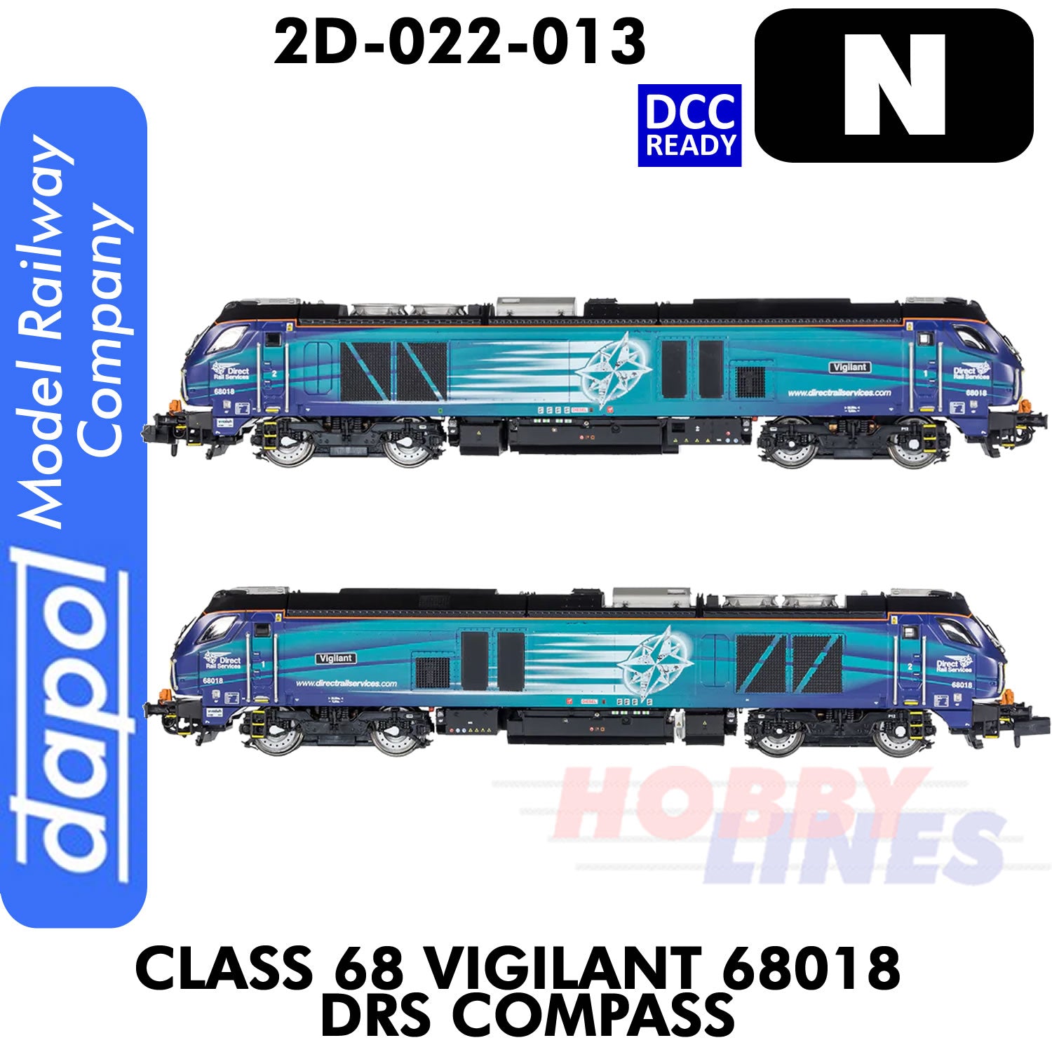 Class 68 Vigilant 68018 DRS Compass - DCC ready  | Dapol | 2D-022-013