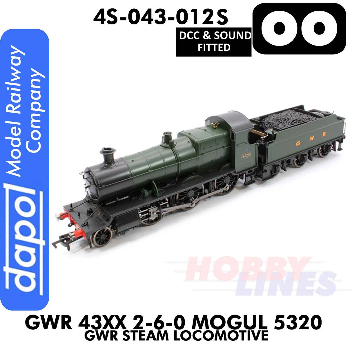 Great Western Railway -  43xx 2-6-0 Mogul 5320 - DCC & Sound - 1:76 OO | Dapol | 4S-043-012S