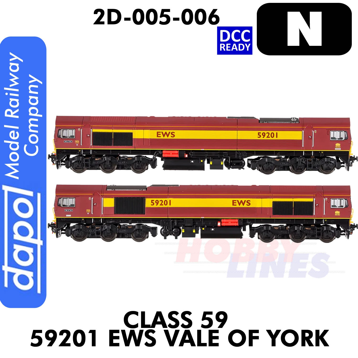 Class 59 59201 EWS Vale of York  - DCC Ready | Dapol |  2D-005-006