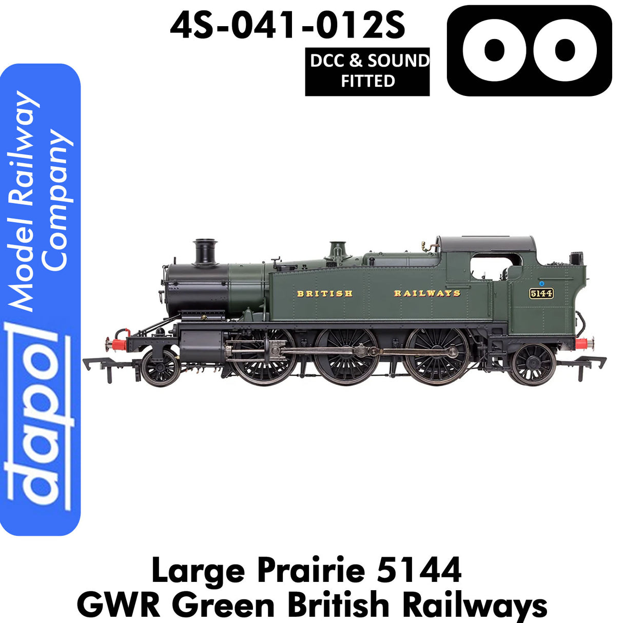 LARGE PRAIRIE 5144 BR Green DCC & Sound Steam Locomotive |  Dapol |  4S-041-012S