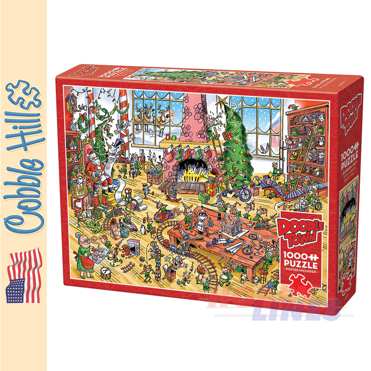 DoodleTown: Elves at Work Cobble Hill 1000pc jigsaw puzzle 44507