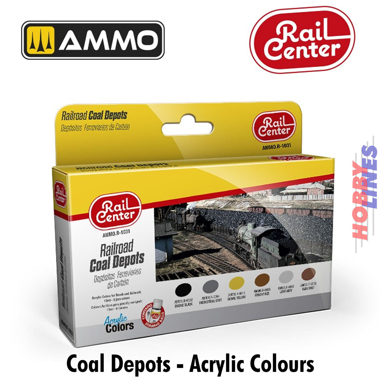 Rail Center - Coal Depost Set - Acrylic Paint - 6 x 17ml | Ammo by Mig Jimenez |  AMMO.R-1031