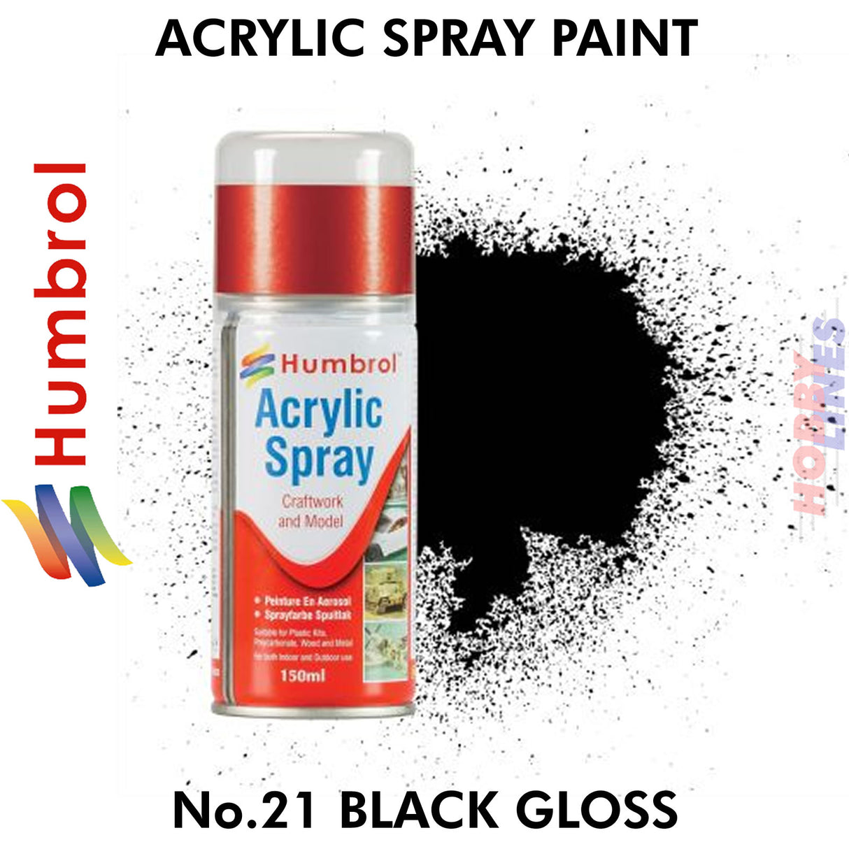 150ML Humbrol Sprays No 21 Black Gloss