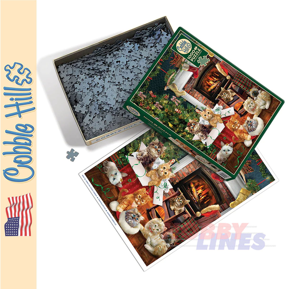 Christmas Kittens COBBLE HILL 1000pc jigsaw puzzle 40216