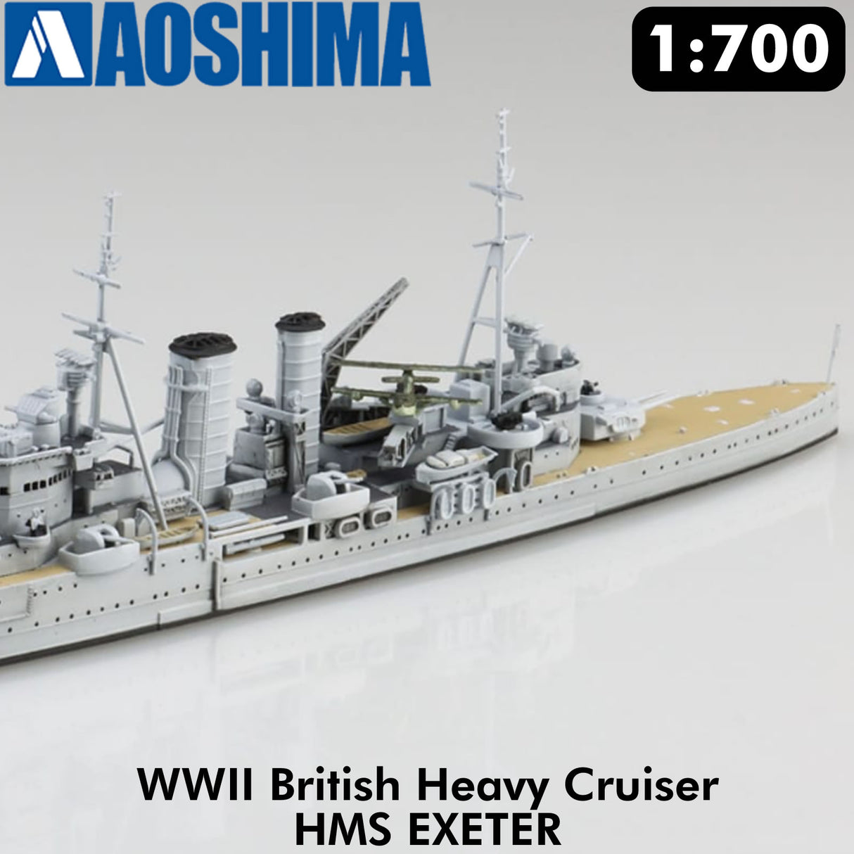 HMS EXETER WWII Heavy Cruiser Waterline 1:700 scale kit AOSHIMA 06754