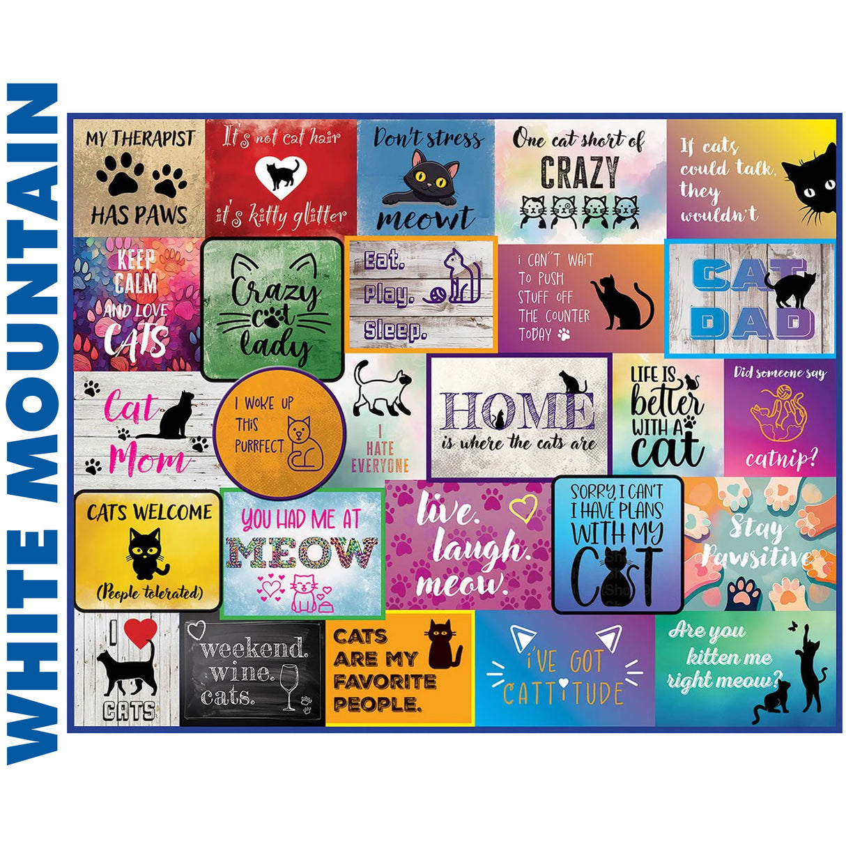 I LOVE CATS 1000 pc super deluxe Jigsaw Puzzle WHITE MOUNTAIN 1985pz