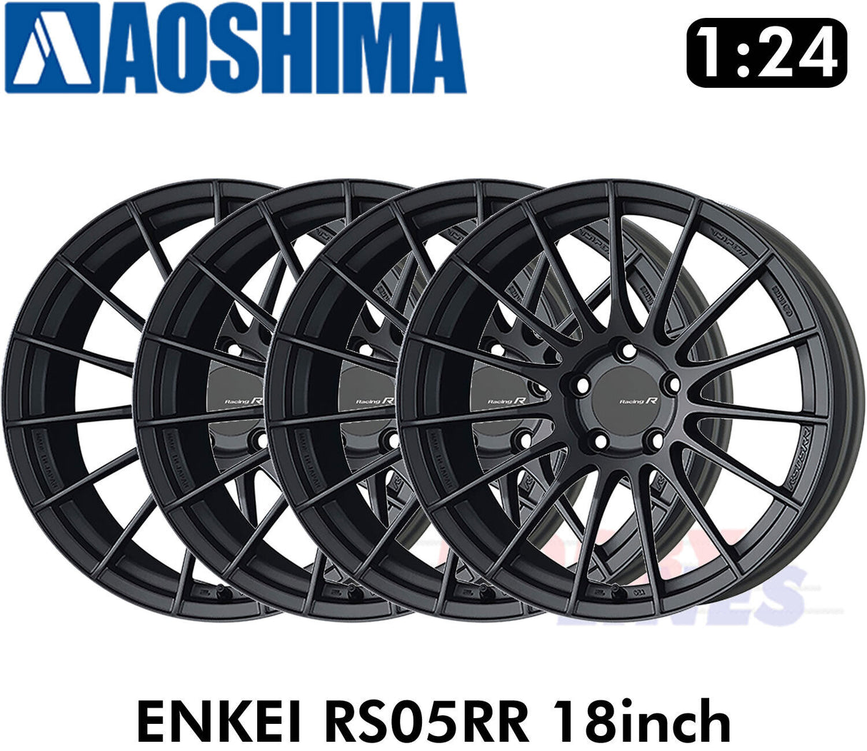 Aoshima Wheel & Tyres ENKEI RS05RR 18inch 1:24 Set of 4 Tuned Parts 06119