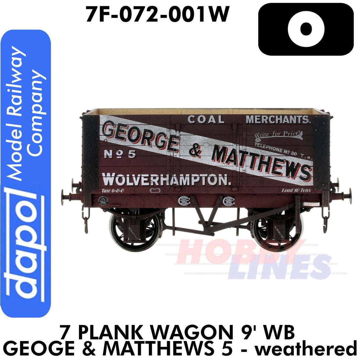 7 Plank Wagon 9' WB George & Matthews 5 - Weathered | Dapol | 7F-072-001W