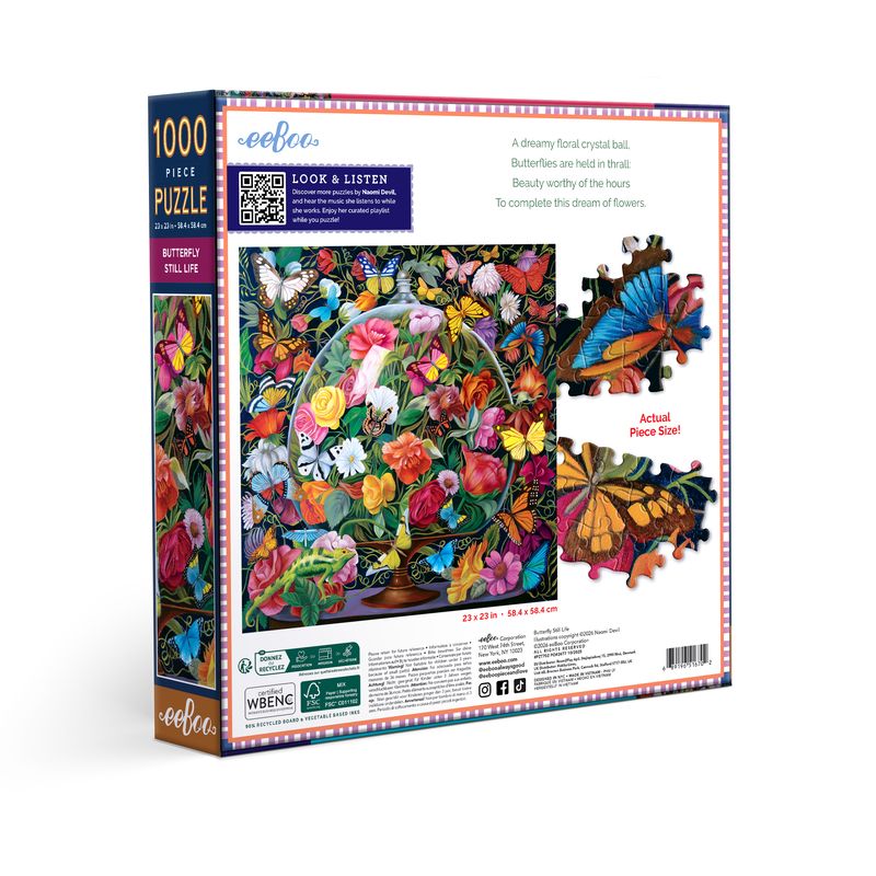 Butterfly Still Life 1000pc Puzzle | eeBoo | PZT702