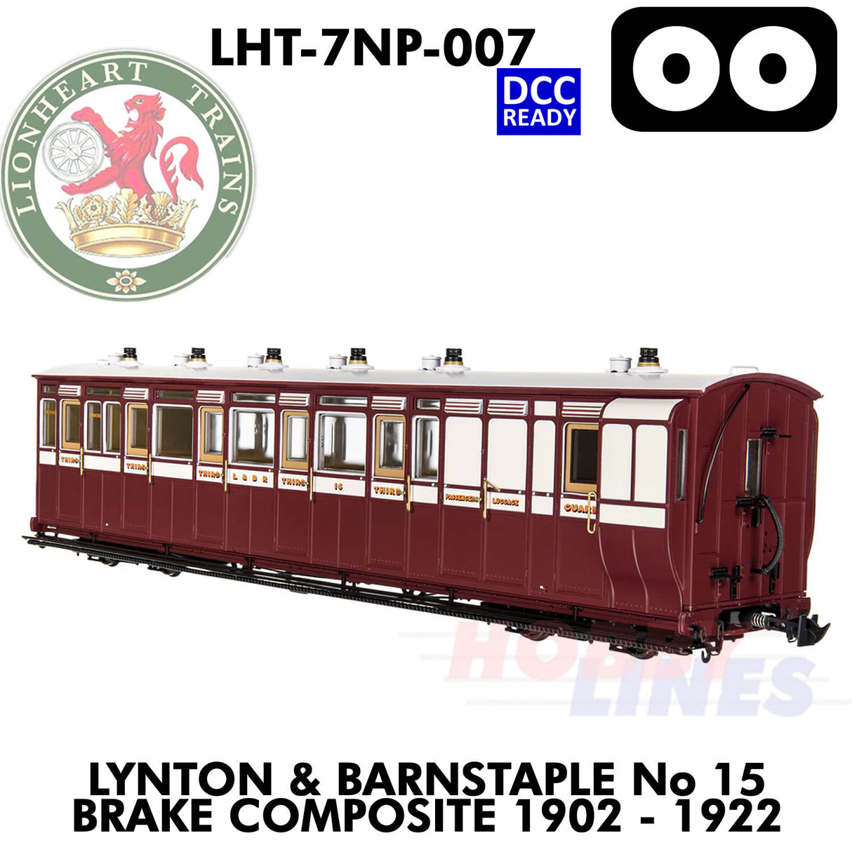 Lynton & Barnstaple No.15 Brake Composite 1902-1922 | Lionheart Trains | LHT-7NP-007