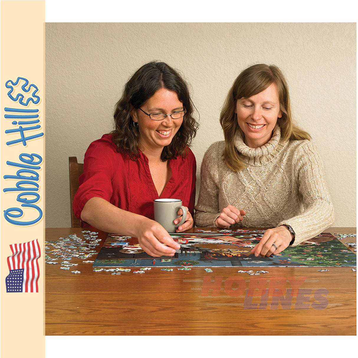 Christmas Puppies COBBLE HILL 1000pc jigsaw puzzle 40214