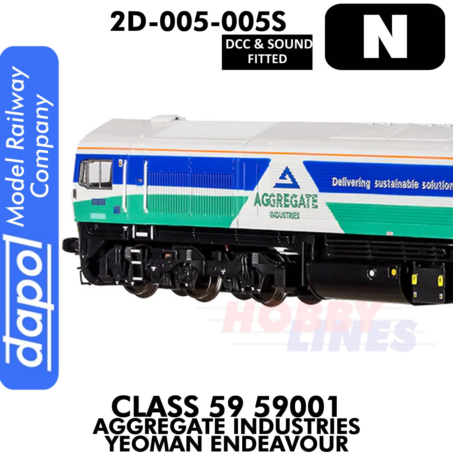 Class 59 59001 Aggregate Industries Yeoman Endeavour - DCC & Sound | Dapol | 2D-005-005S