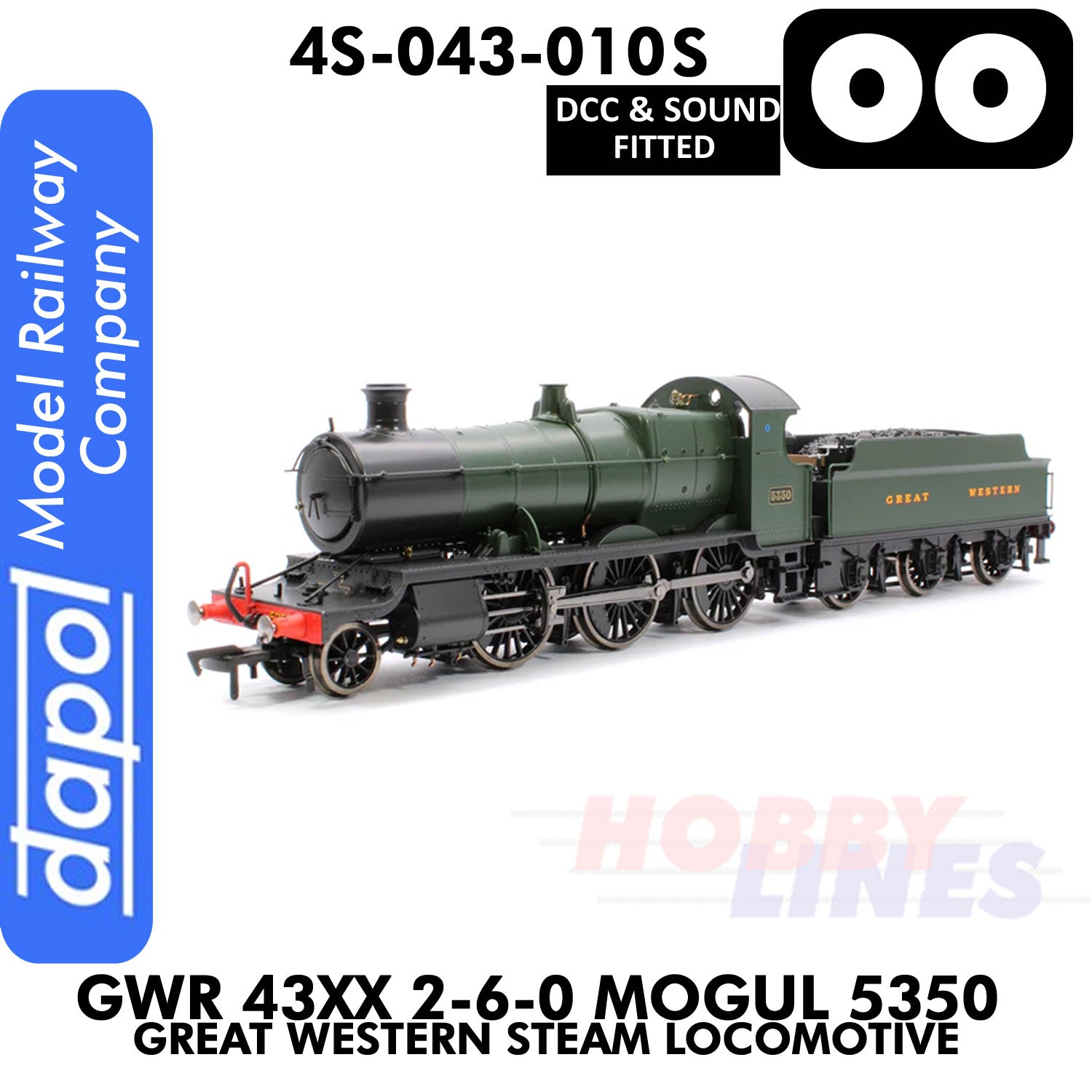 Great Western Railway -  43xx 2-6-0 Mogul 5350 Great Western - DCC & Sound - 1:76 OO | Dapol |  4S-043-010S