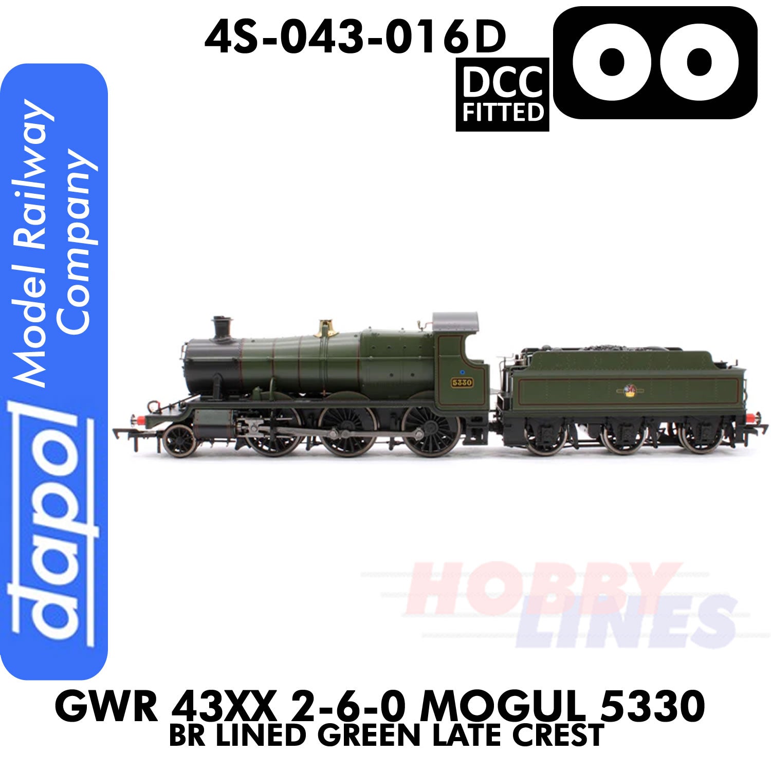 Great Western Railway - 43xx 2-6-0 Mogul 5330 BR Lined Green Late Crest -  DCC - 1:76 OO | Dapol | 4S-043-016D