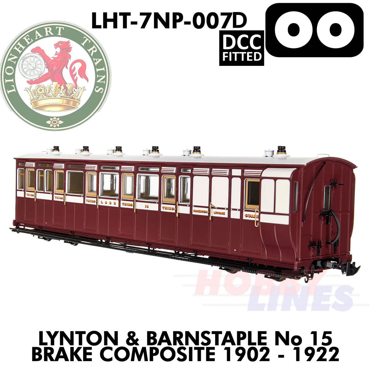 Lynton & Barnstaple No.15 Brake Composite - DCC - 1:43.5 OO | LHT-7NP-007D