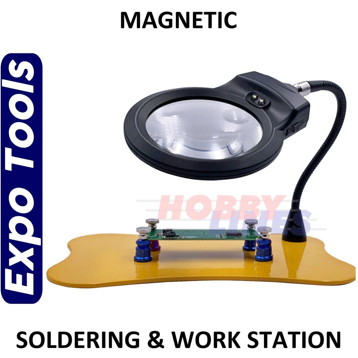 MAGNETIC SOLDERING & WORK STATION with LED Light Magnifier Model Craft PCL2500