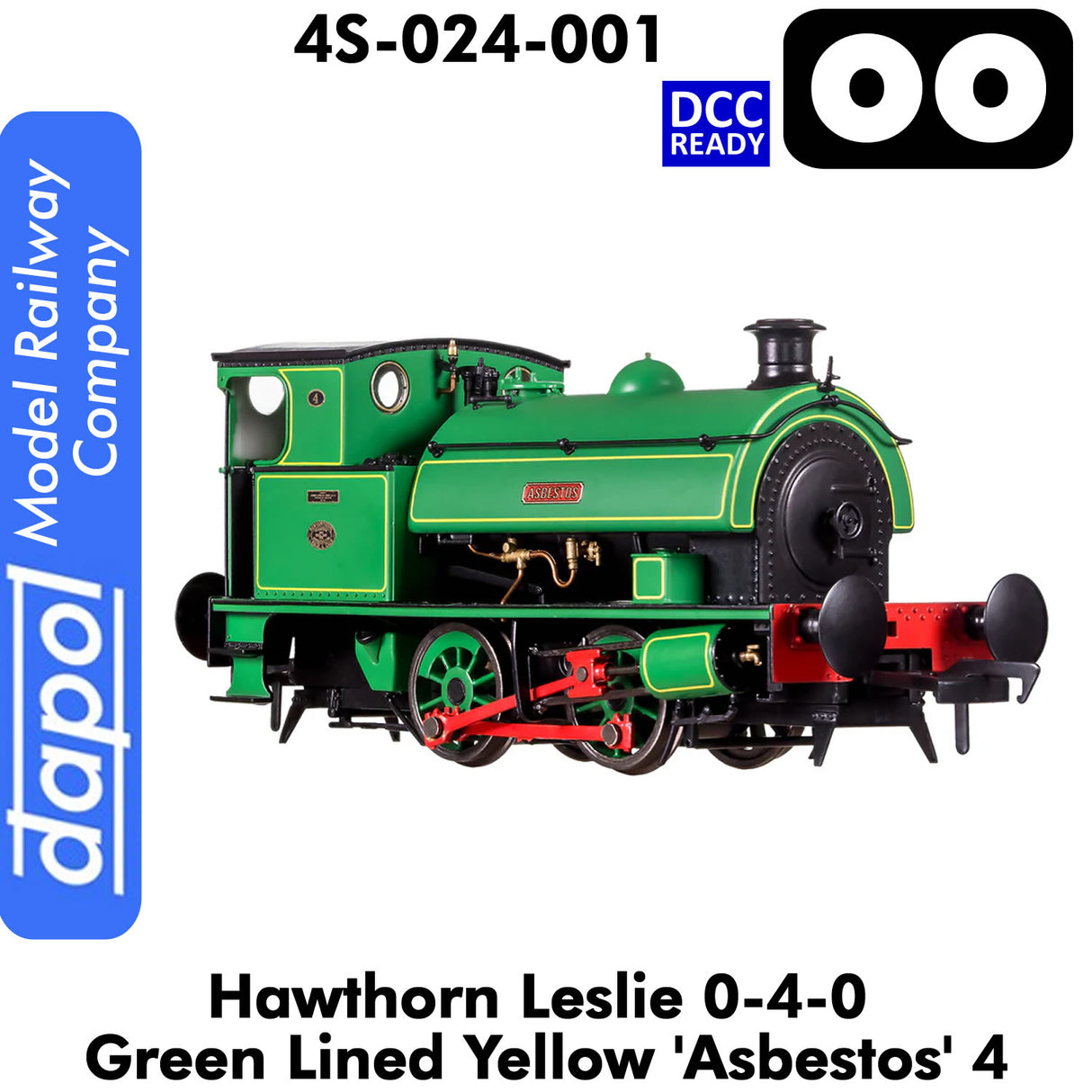 Hawthorn Leslie 040 Green Lined Yellow `Asbestos' 4 | Dapol | 4S-024-001